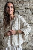 Benito Crochet Cotton Carmen Cardigan Stone